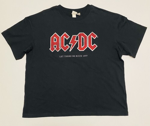 H\u0026M AC\u0026DC let There Be Rock 1977 jersey t-shirt Size Large Dark Blue | eBay