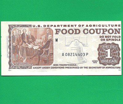 USDA FOOD STAMP $1.00 1975 A08214403P M/C MONEY  COUPON