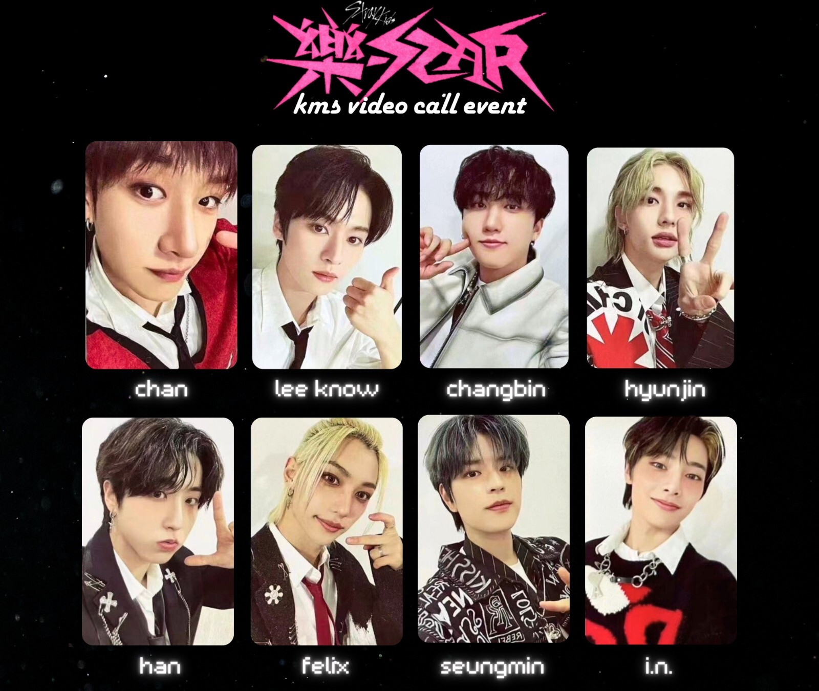 STRAY KIDS ROCK STAR 樂 STAR KMS KMSTATION VC VIDEOCALL EVENT OFFICIAL PHOTO CARD STRAY KIDS ROCK STAR 樂 STAR KMS KMSTATION VC VIDEOCALL EVENT OFFICIAL PHOTO CARD
