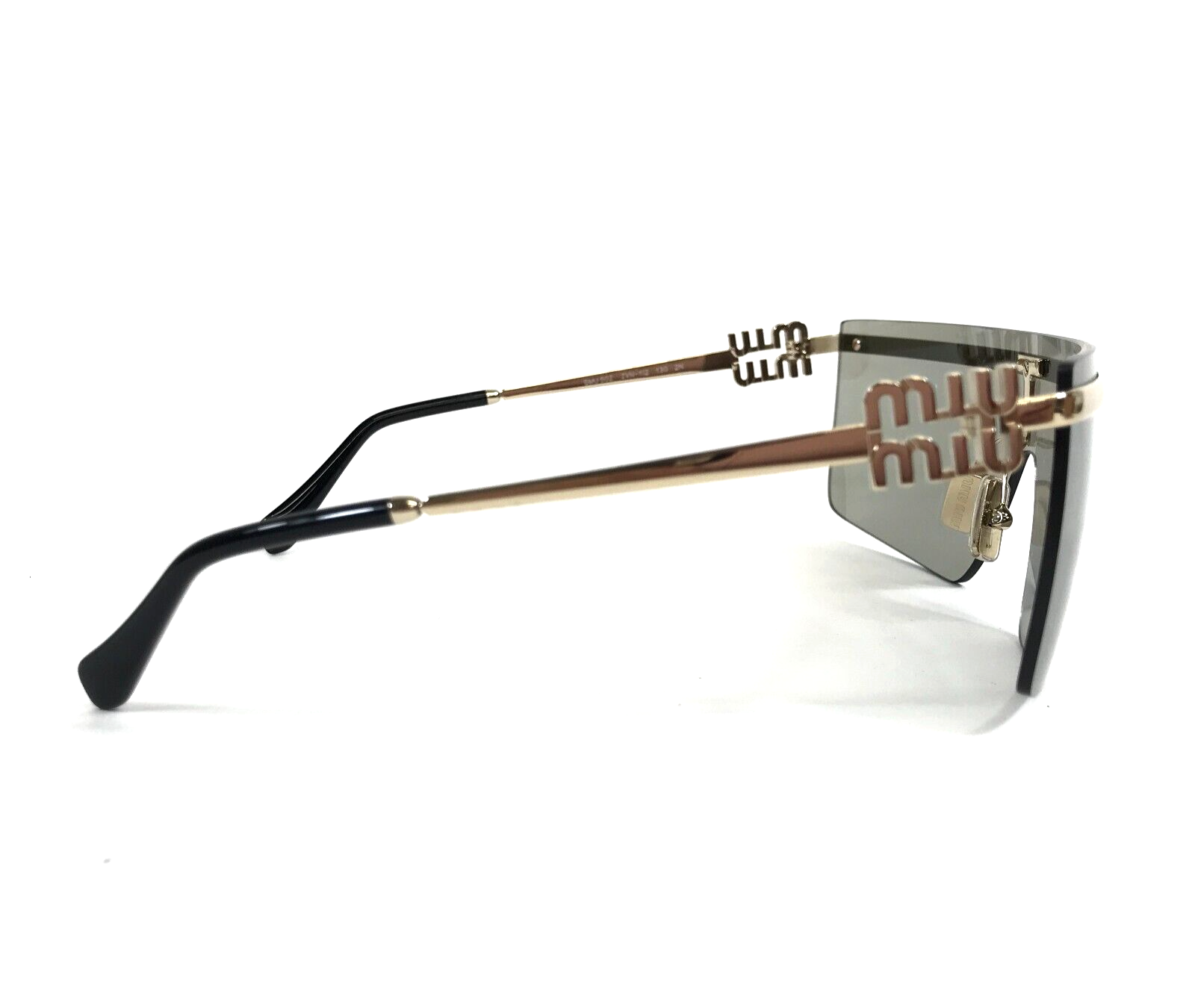 Pre-owned Miu Miu Sunglasses Smu50z Zvn-112 Pale Gold Frames With Light Grey Shield Lens In Gray