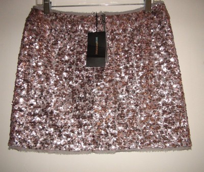 Pre-owned Zadig & Voltaire Jasmi Pai Delux Rose Pink Sequin Short Mini Skirt Size M