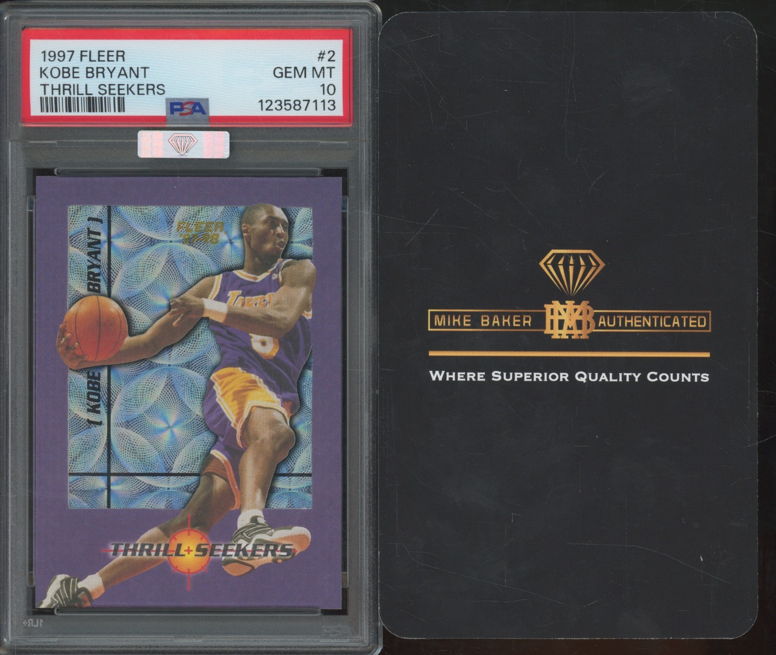1997 Fleer Thrill Seekers #2 Kobe Bryant MBA Silver Top 15% Gem Mint PSA 10
