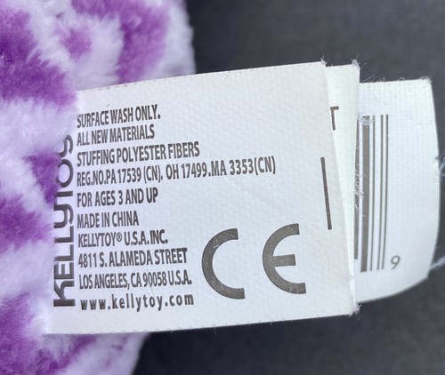 Kellytoy Purple Cat Chevron Stuffed Animal 14” Plush Toy Kitten