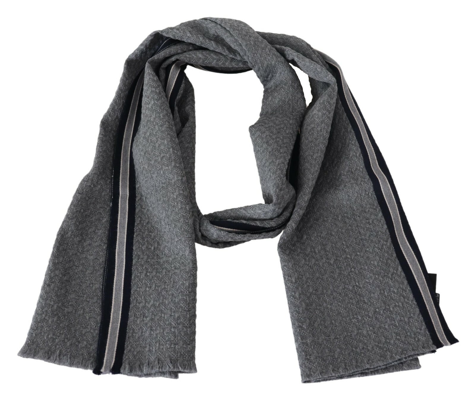Шарф MISSONI с рисунком в серую полоску, 100% шерсть, унисекс, на шею, 180 см х 58 см, 340 долларов США