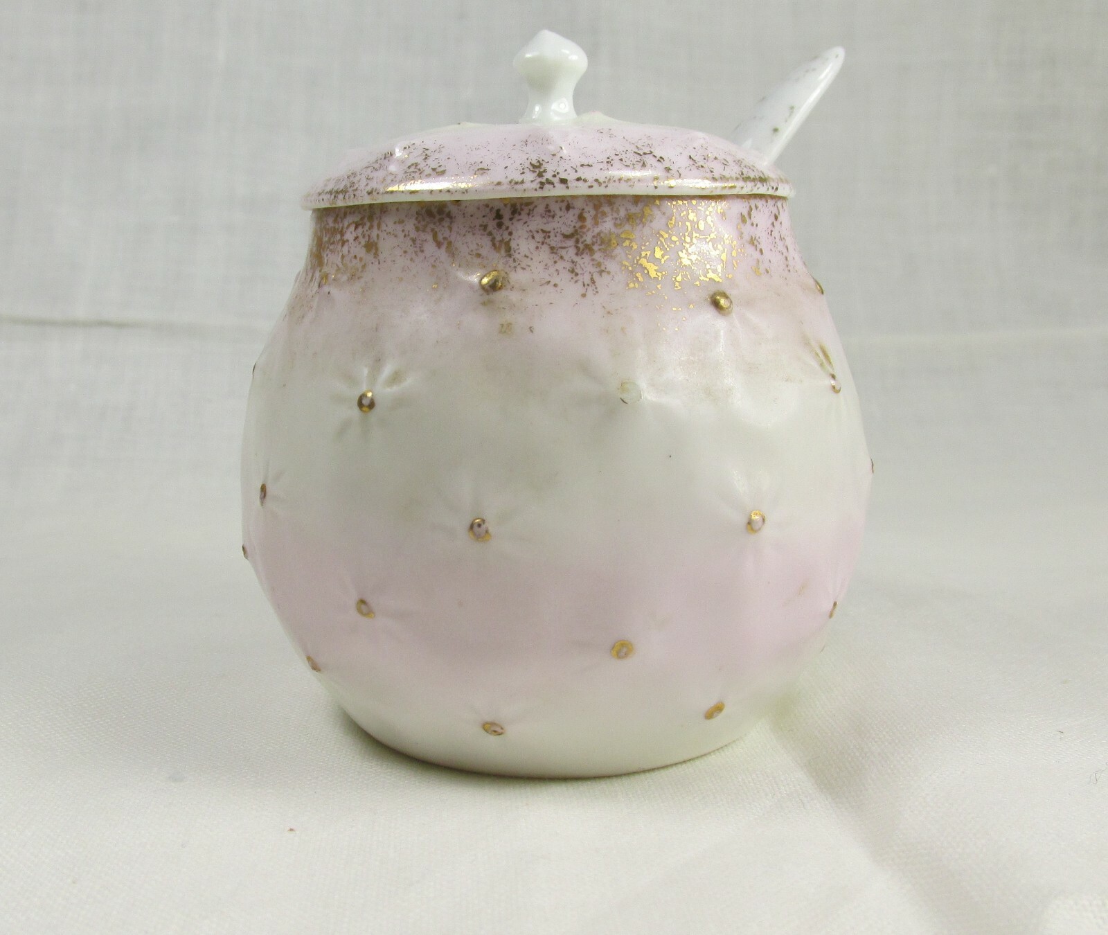 Antique Porcelain Prickly Pear Mustard Pot