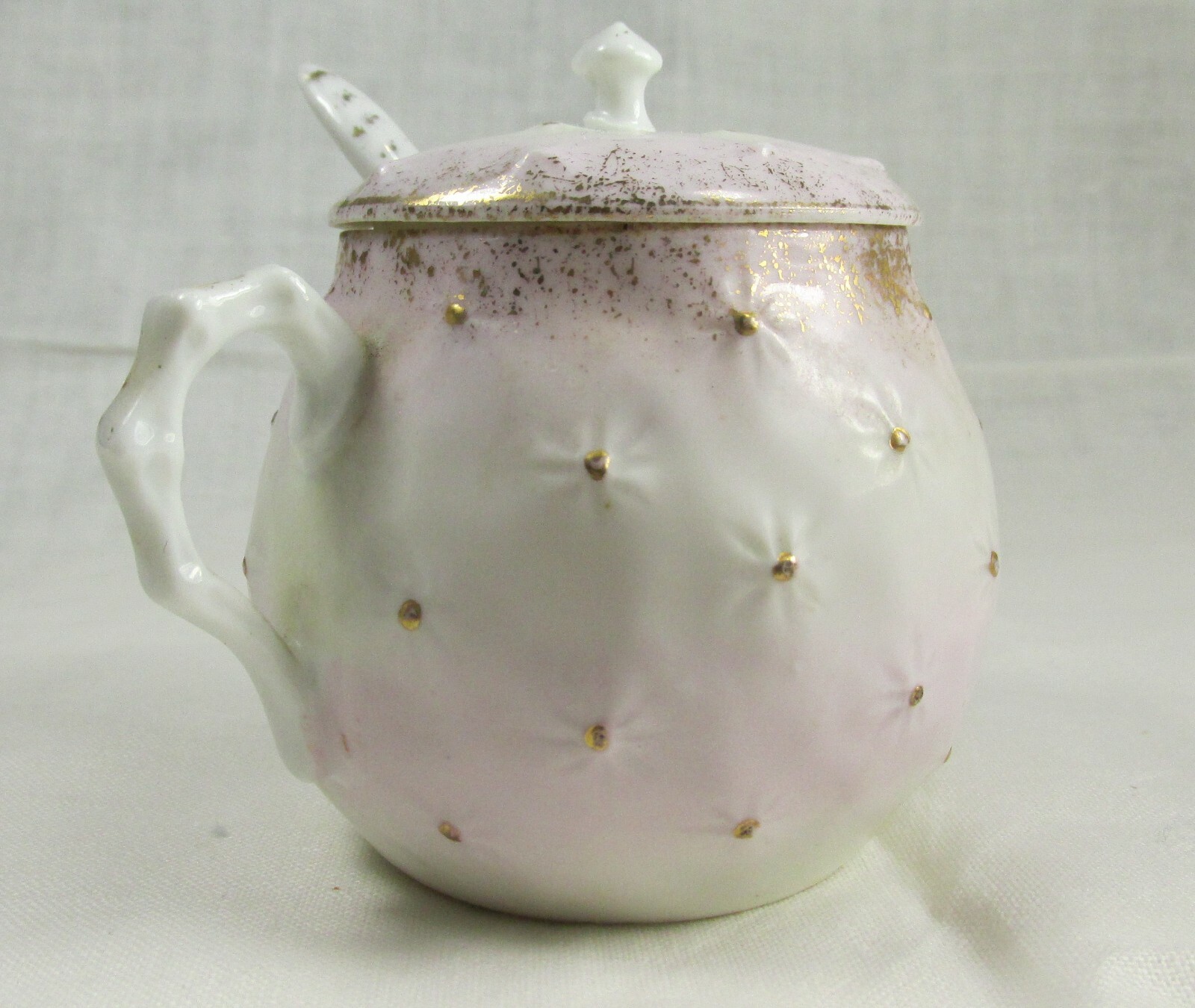 Antique Porcelain Prickly Pear Mustard Pot