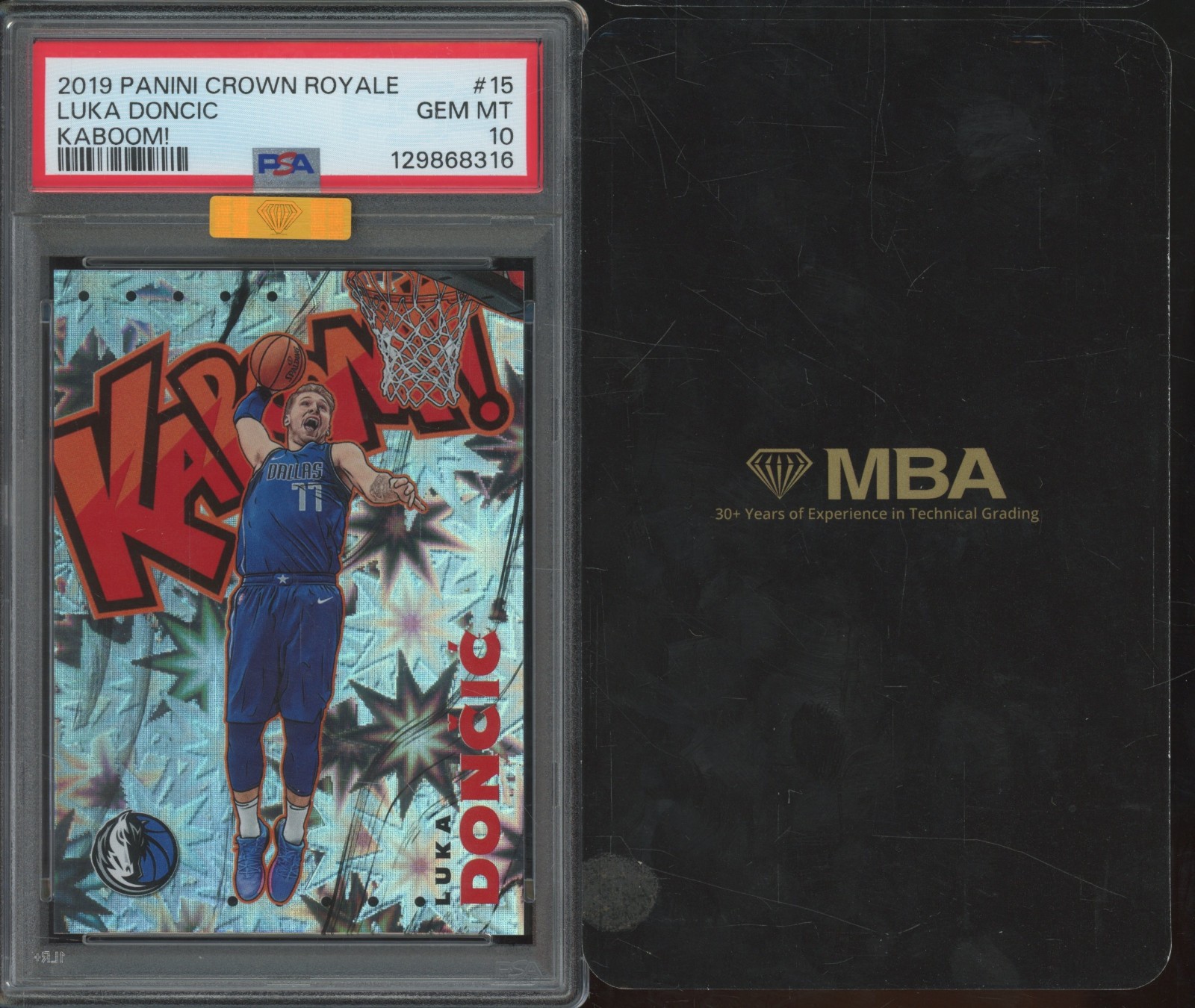 2019 Crown Royale Kaboom 15 Luka Doncic MBA Gold Top 5% 2nd Year Gem Mint PSA 10