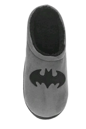 DC Comics Batman Men's Grey/Black Slip-On Slippers Size Large (11-12) NWT
