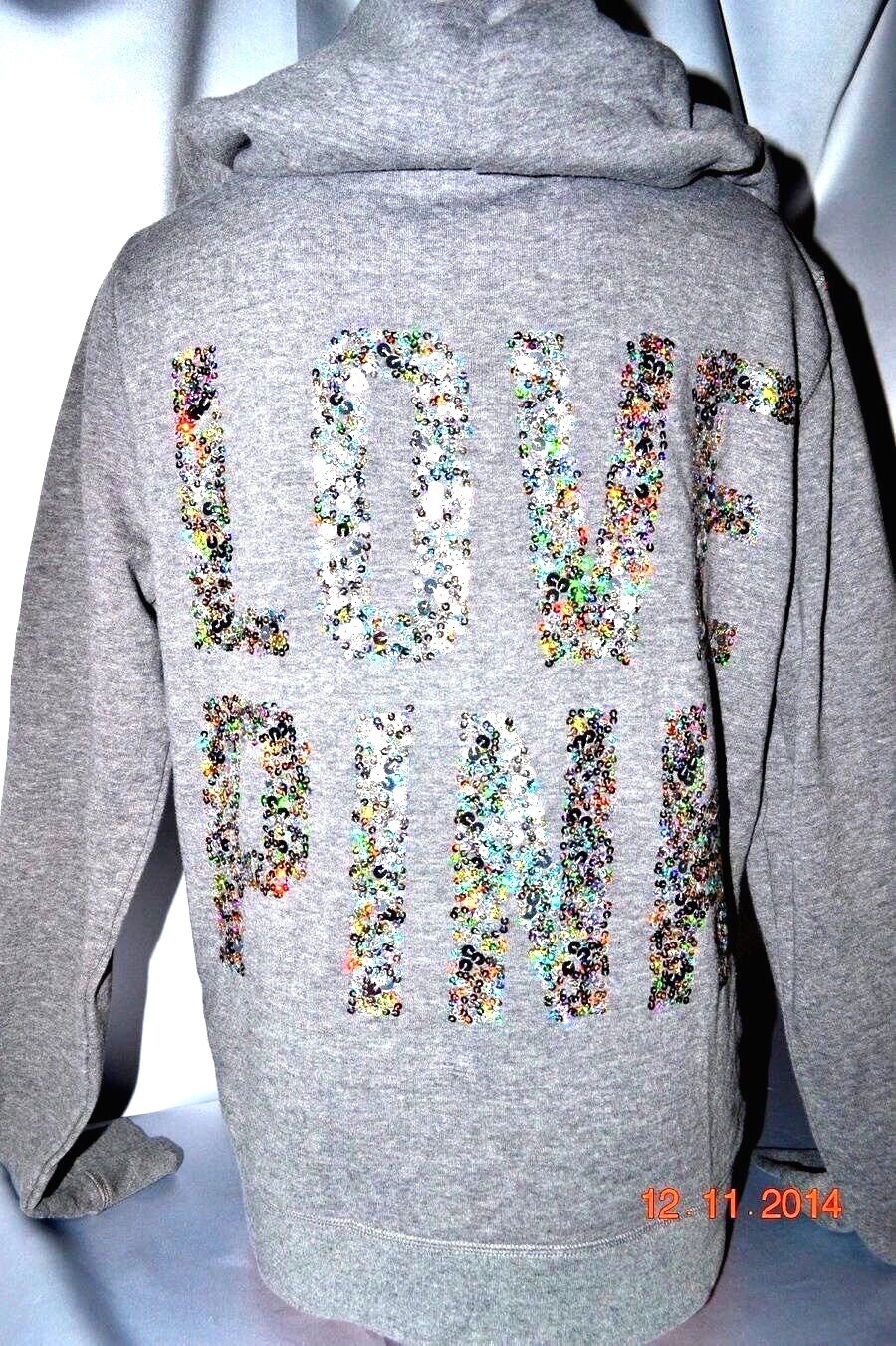 Victorias Secret Pink GRAPHIC Sequins Bling Logo Sweatshirt Victorias Secret Pink GRAPHIC Sequins Bling Logo Sweatshirt