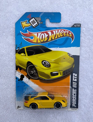 2012 Hot Wheels PORSCHE 911 GT2 Yellow 124/247 All Stars VHTF