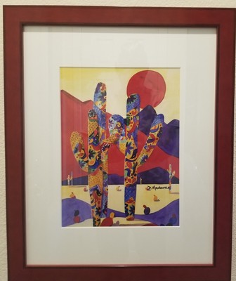 Diana Madaras Framed Print  - Frame 19'' X 23'' Saguaro's & Tucson Mountains
