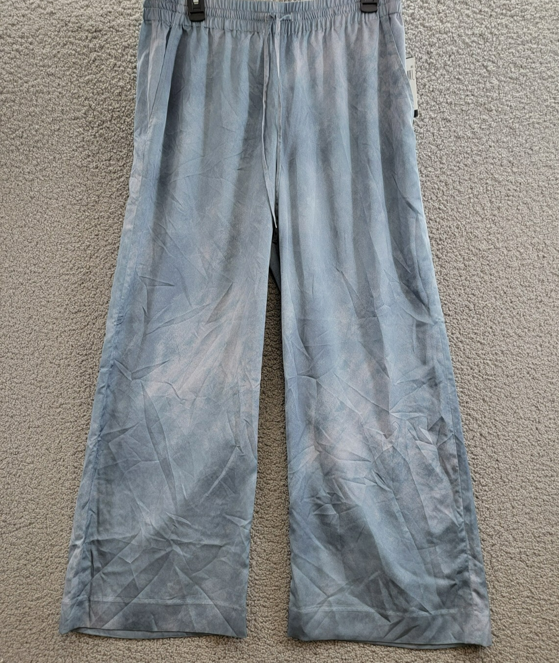 Lauren Ralph Lauren Petite Printed Charmeuse Wide-Leg Pants Womens PL Blue Multi - Picture 2 of 17