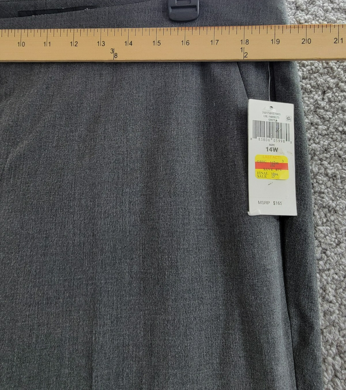 Lauren Ralph Lauren Plus Size Straight Leg Pants Women's 14W Gray Heather Zip - Picture 5 of 18