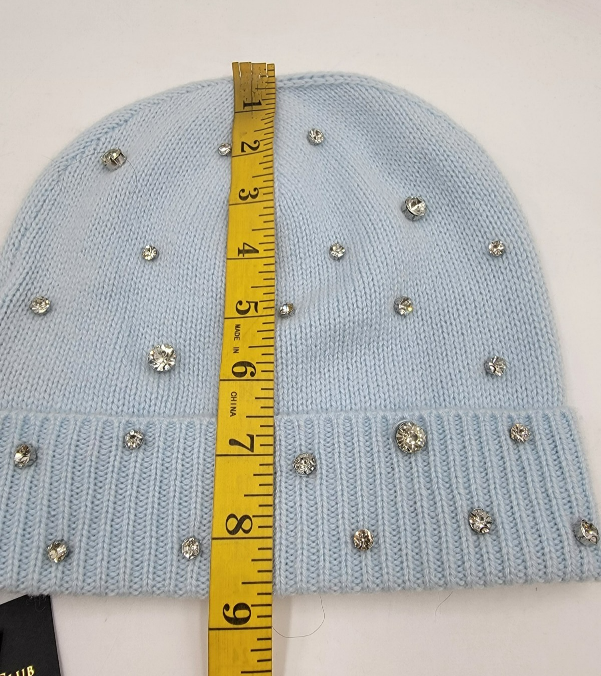 Charter Club Cashmere Embellished Cuffed Beanie Women's One Size Crystal Blue - Picture 5 of 15