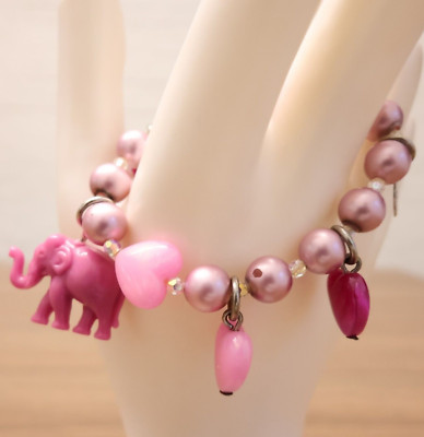 Tarina Tarantino Bambino bracelet pink elephant imitation pearls Swarovski beads