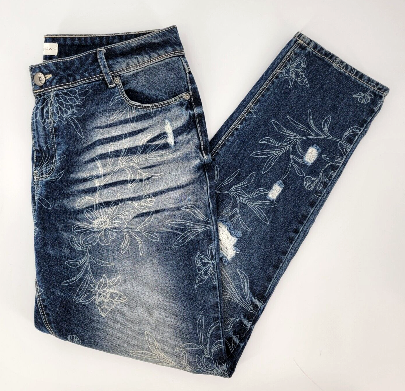 Est. 1946 Denim Women's 12 Boho Floral Patchwork Distressed