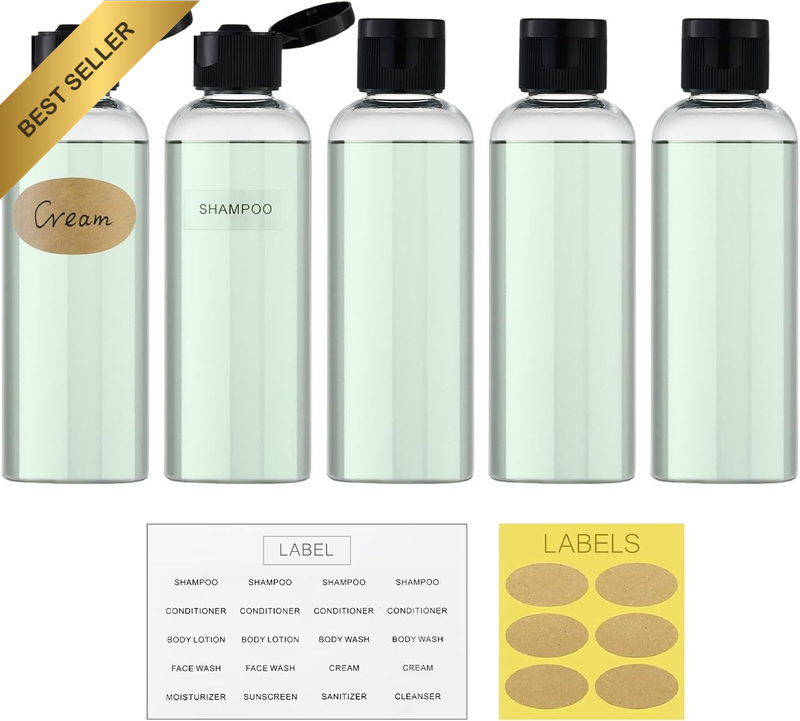 100Ml Travel Shampoo Bottles - Empty Refillable Toiletry Containers with Flip To