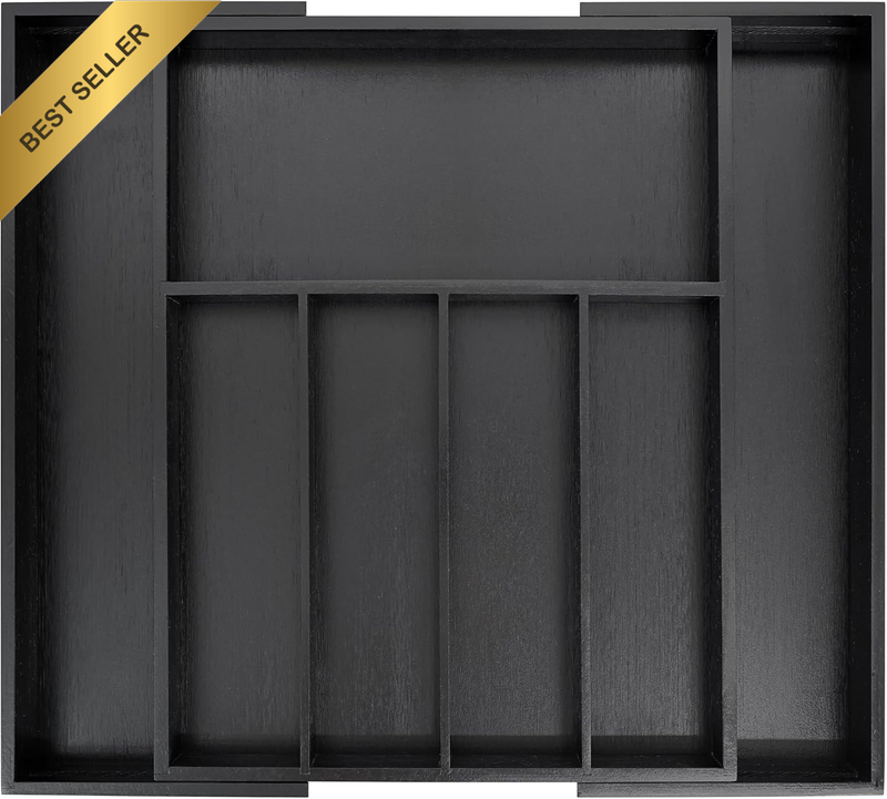 Bamboo Drawer Organizer, Expandable Silverware Drawer Organizer and Cutlery Tray