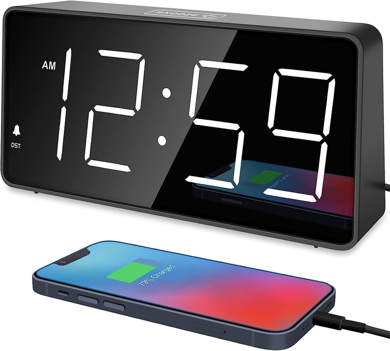 Digital Clock, Alarm Clock for Bedrooms - Large Big Numbers 5 Dimmers for Senior