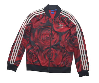ADIDAS RED ROSES FLORAL TRACK JACKET SIZE S