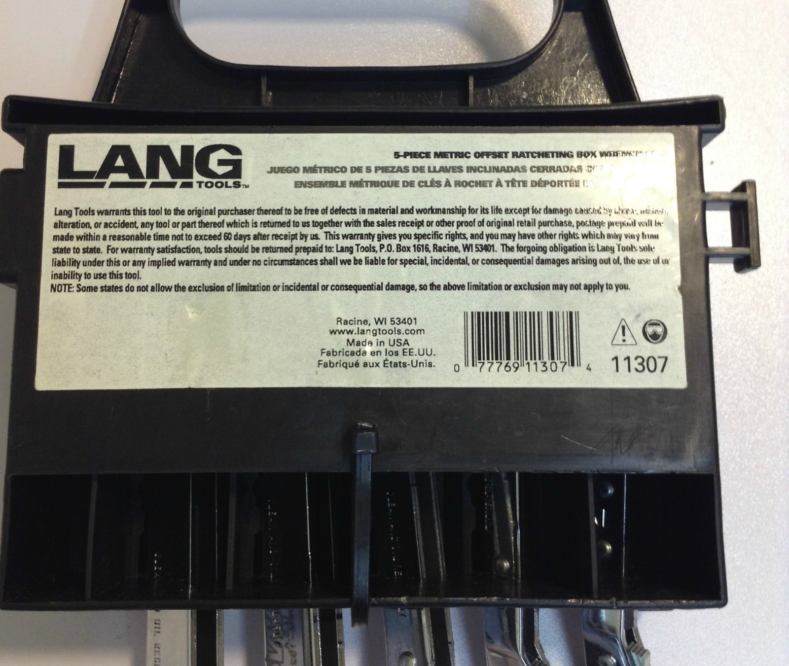 Lang Tools 5PC Metric Offset Ratchet Ratcheting Box Wrench Set - Made in USA