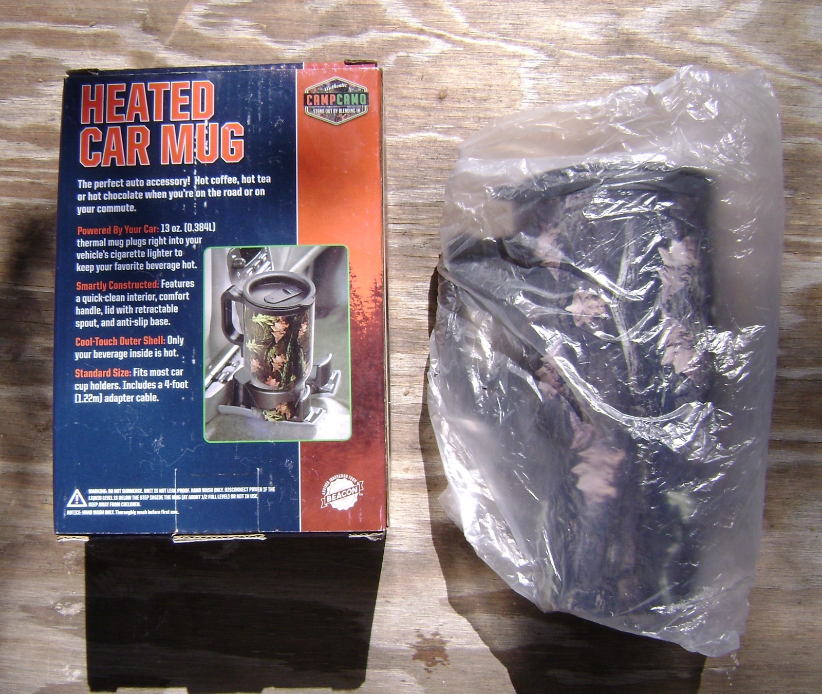 Camouflage 12V Car Portable Heated Travel Mug Cup Plug Heater Coffee 13 oz.