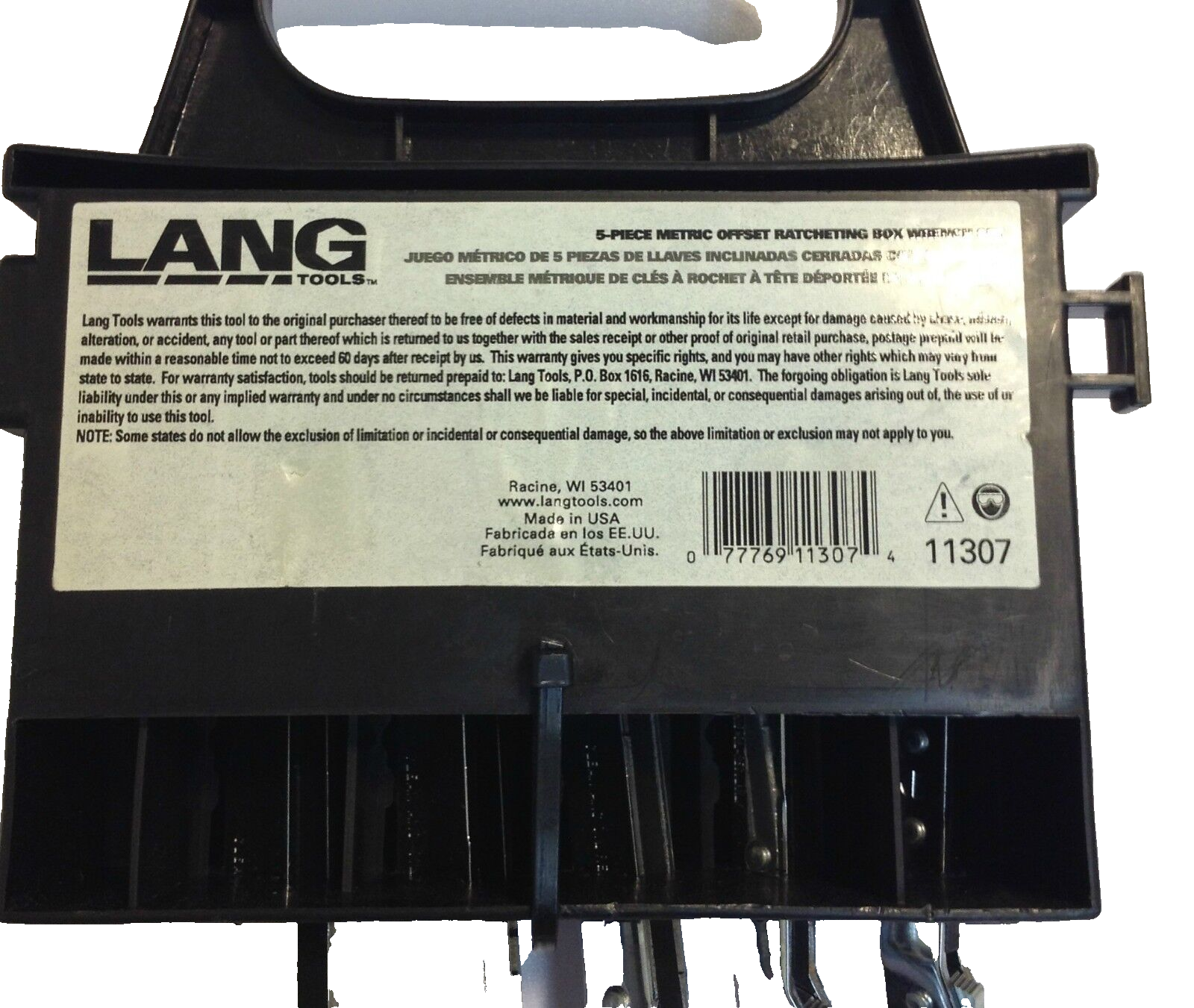 Lang Tools 5-Piece Metric Offset Ratchet Ratcheting Box Wrench Set - US Made