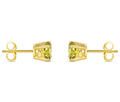 Pre-owned Shine Brite With A Diamond 1.25 Ct Round Canary Earrings Studs Solid Real 18k Yellow Gold Push Back Basket