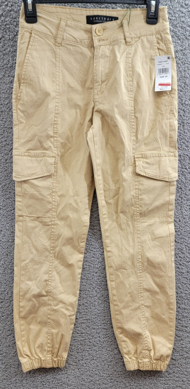 Sanctuary Rebel Cargo Pants Women's 24 True Khaki Belt Loops Button Closures~ - Picture 2 of 18