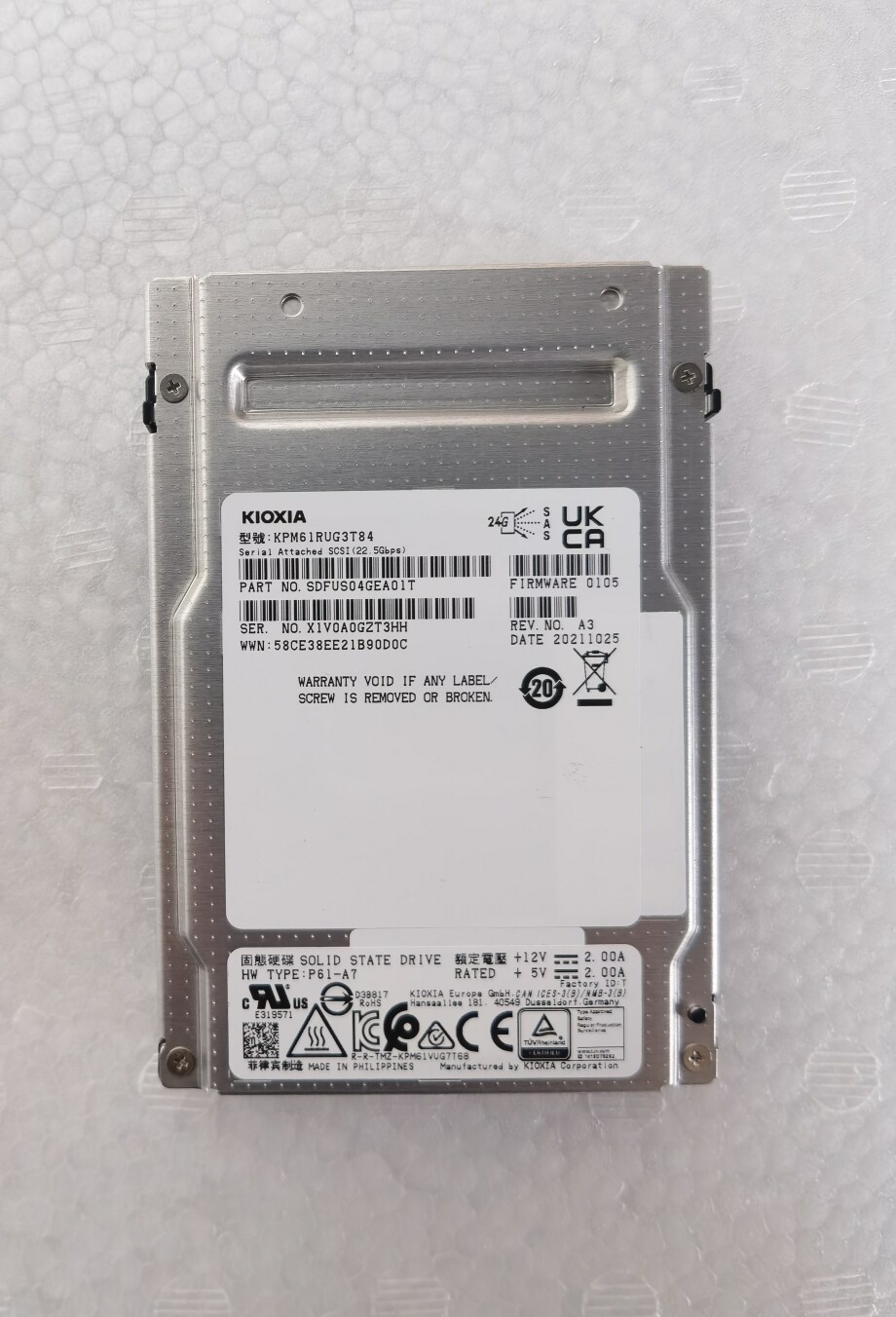KIOXIA PM6-R 3.84TB Read Intensive SAS 2.5