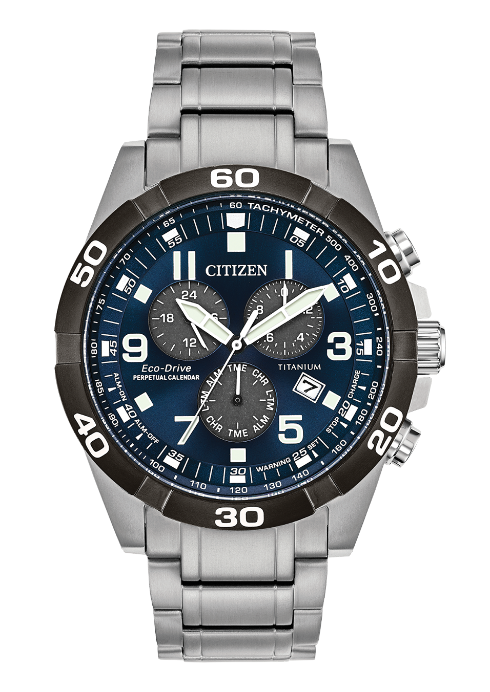 Pre-owned Citizen Eco Drive Brycen Chronograph Titanium Perpetual Cal Watch Bl5558-58l