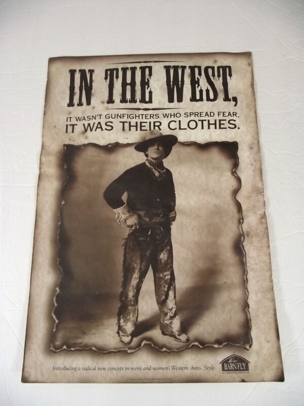 Barnfly Western Shirts Advertising Poster Vintage Gunfighter Chaps Image
