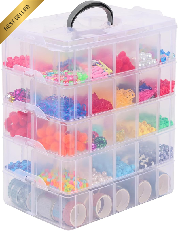 Craft Storage Box 5-Tier - Detachable Plastic Stackable Craft Storage Containers