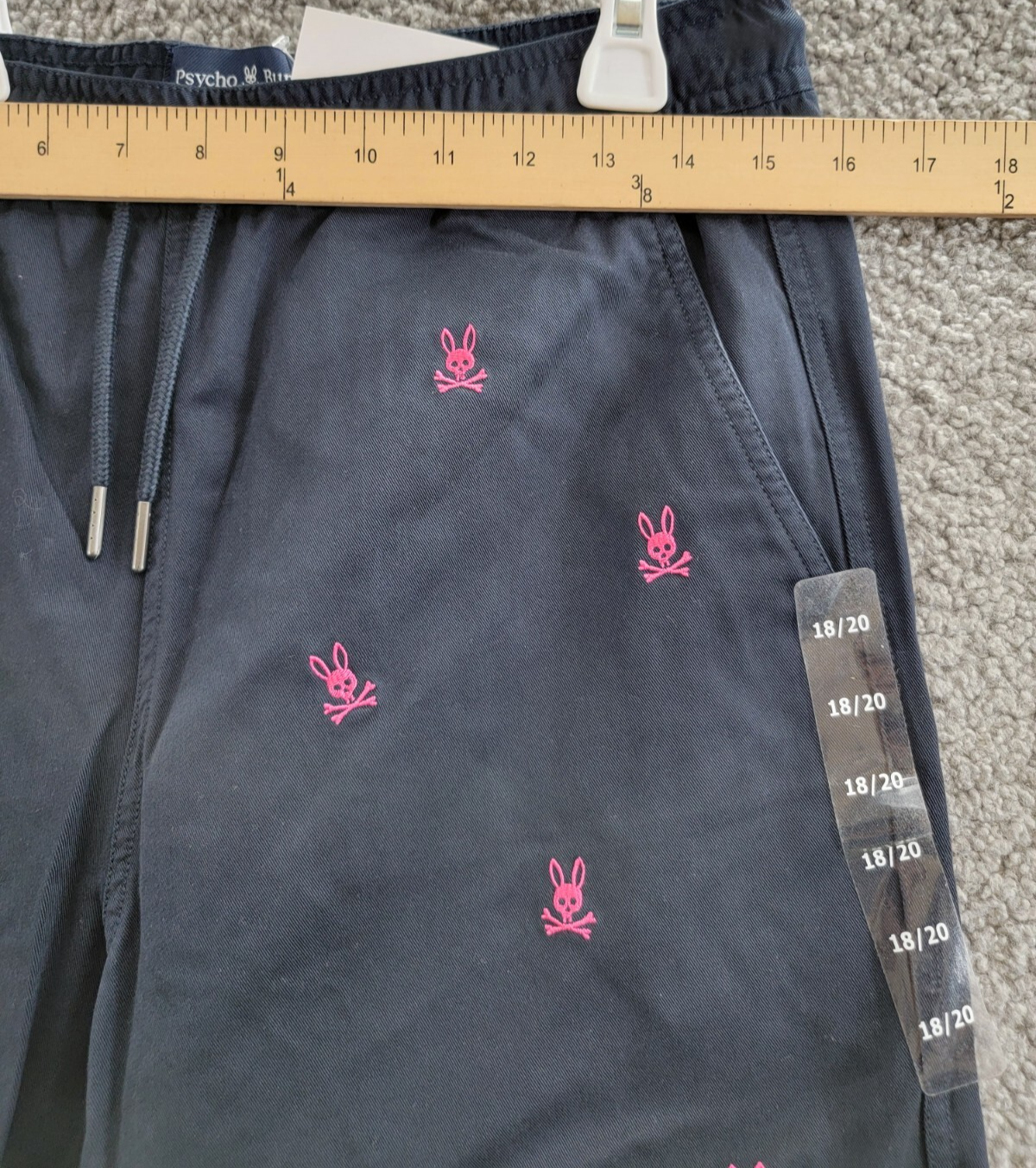 Psycho Bunny Guilford Logo Embroidered Shorts Boys' XL 18-20 Navy Elastic Waist - Picture 5 of 17