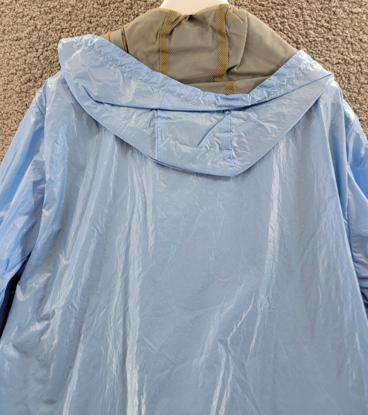 Pre-owned Moncler Wuisse Shiny Parka Jacket Women's Blue Hooded Sz 1 Pocket Zipper