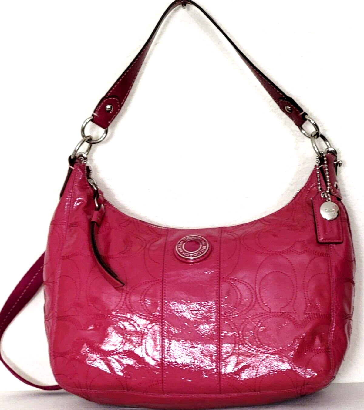 バッグ COACH Pink signature Soft Clip Hobo Bag COACH Pink signature Soft Clip Hobo Bag