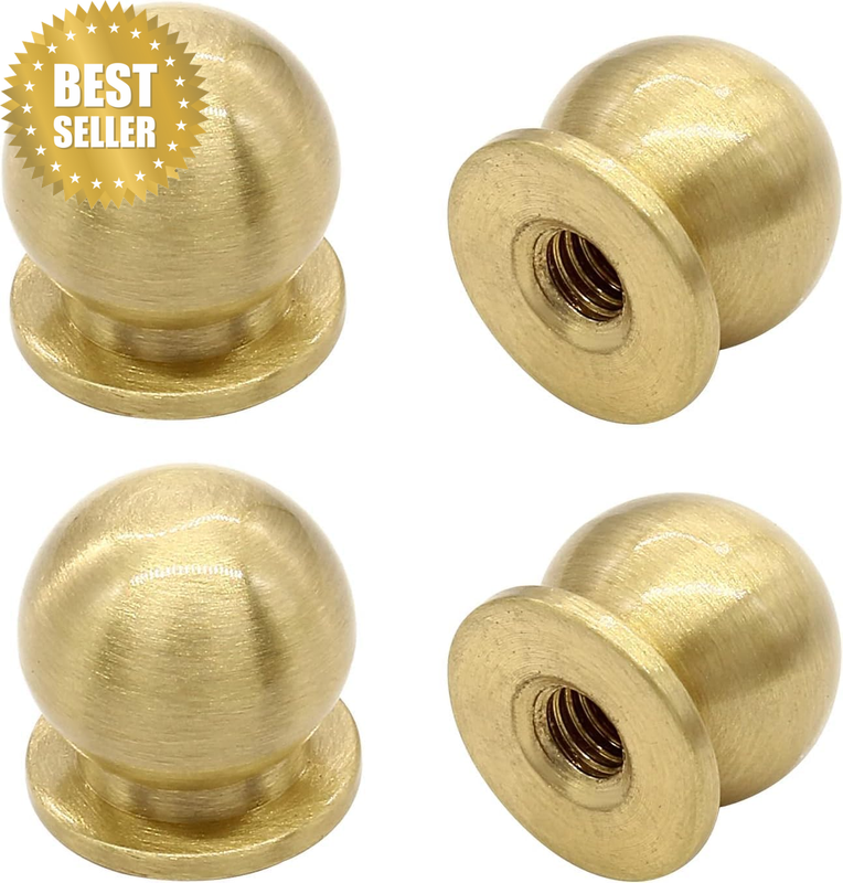 4 Pcs (19Mm) Diameter round Solid Brass Cabinet Knobs, Small Brass Drawer Pulls