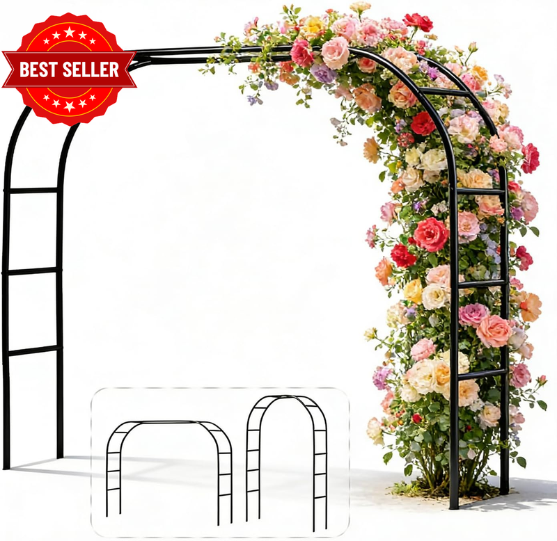 Metal Pergola Arbor, 7.5 X 6.4 Feet or 4.6 X 7.9 Feet, Assemble Freely 2 Sizes,