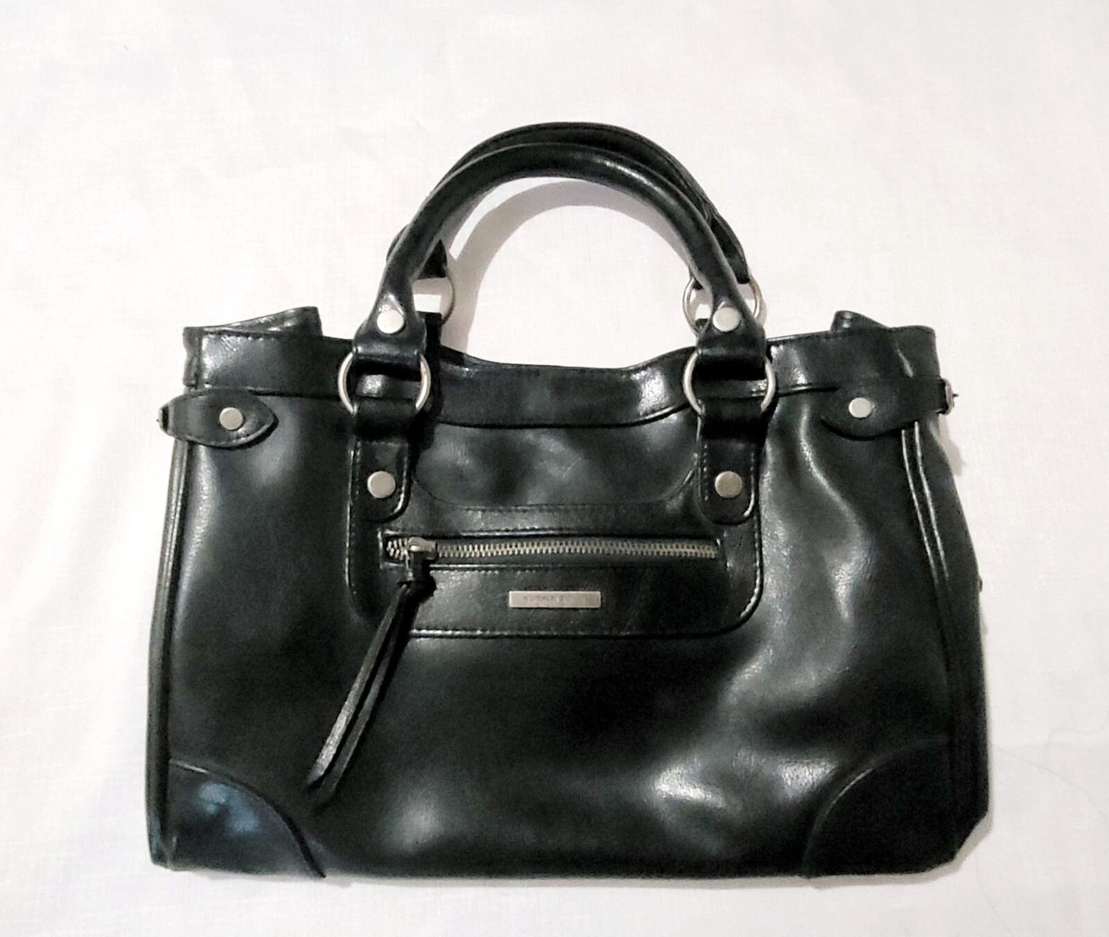 ☆即発♪本革バッグ【DoubleZipShoulderBag】Victoria's secret VICTORIA' S SECRET Black Leather-2 Handle-Front Zip Picket