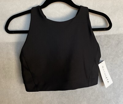 ATHLETA Size M D-DD Black Flex Spacer High Neck Compression Stretch Bra NEW $69