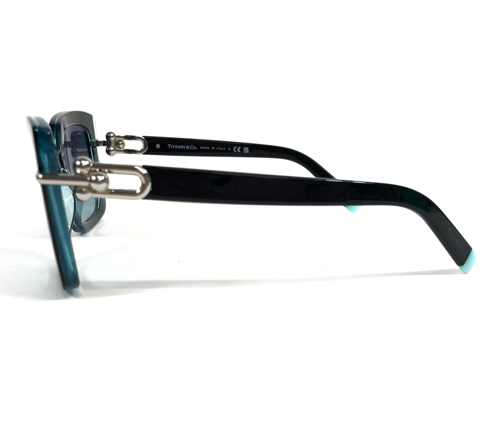 Pre-owned Tiffany & Co . Sunglasses Tf4199 8285/9s Black Crystal Tiffany Blue W/ Azure Blue