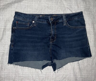 Seven7 Weekend Fray Hem Blue Denim Jean Stretch Shorts Womens size 8