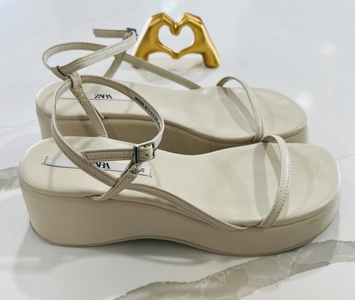 【完売品】美品 ZARA ザラ WEDGE SANDALS 厚底 ウェッジソール ZARA WOMAN NWT SS25 LEATHER WEDGE SANDALS WITH STUDS BLACK