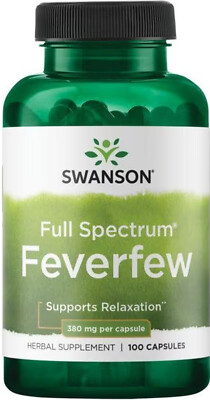 Feverfew 380 mg 100 Caps Headache Migraine Cold Relief Light Sensitivity + Bonus