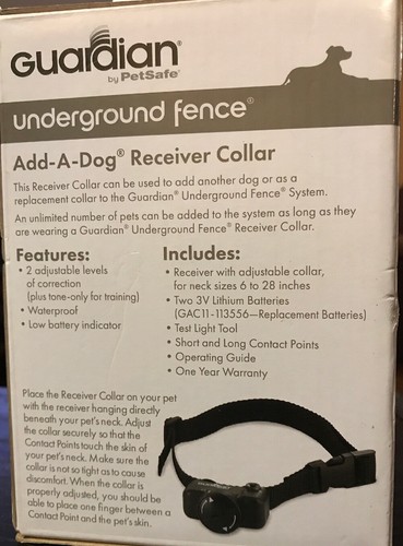 Guardian Underground Fence, Add-a-dog Receiver Collar 8lbs+