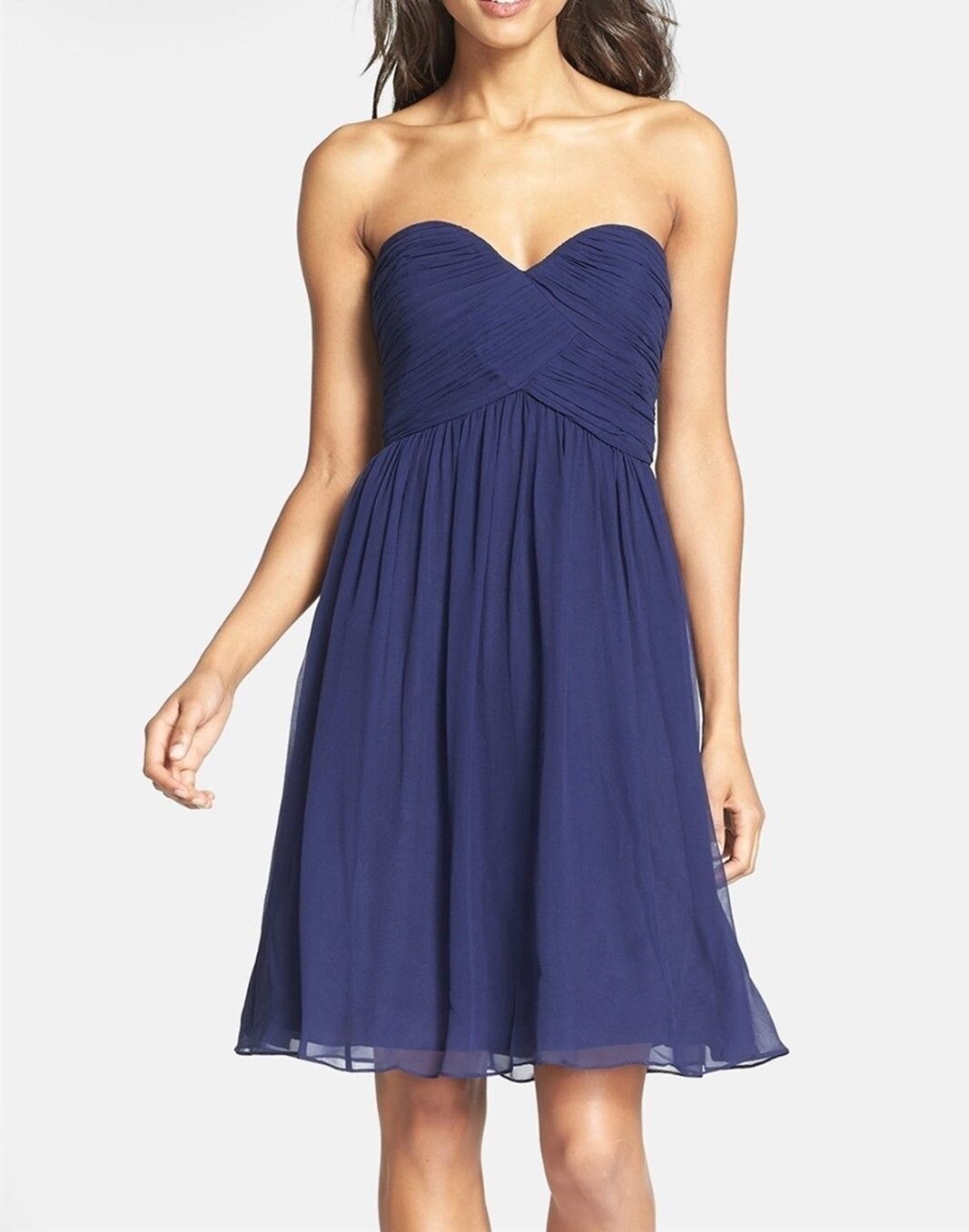 Donna Morgan Womens 'Morgan' Strapless Silk Blue Chiffon Dress Size 0
