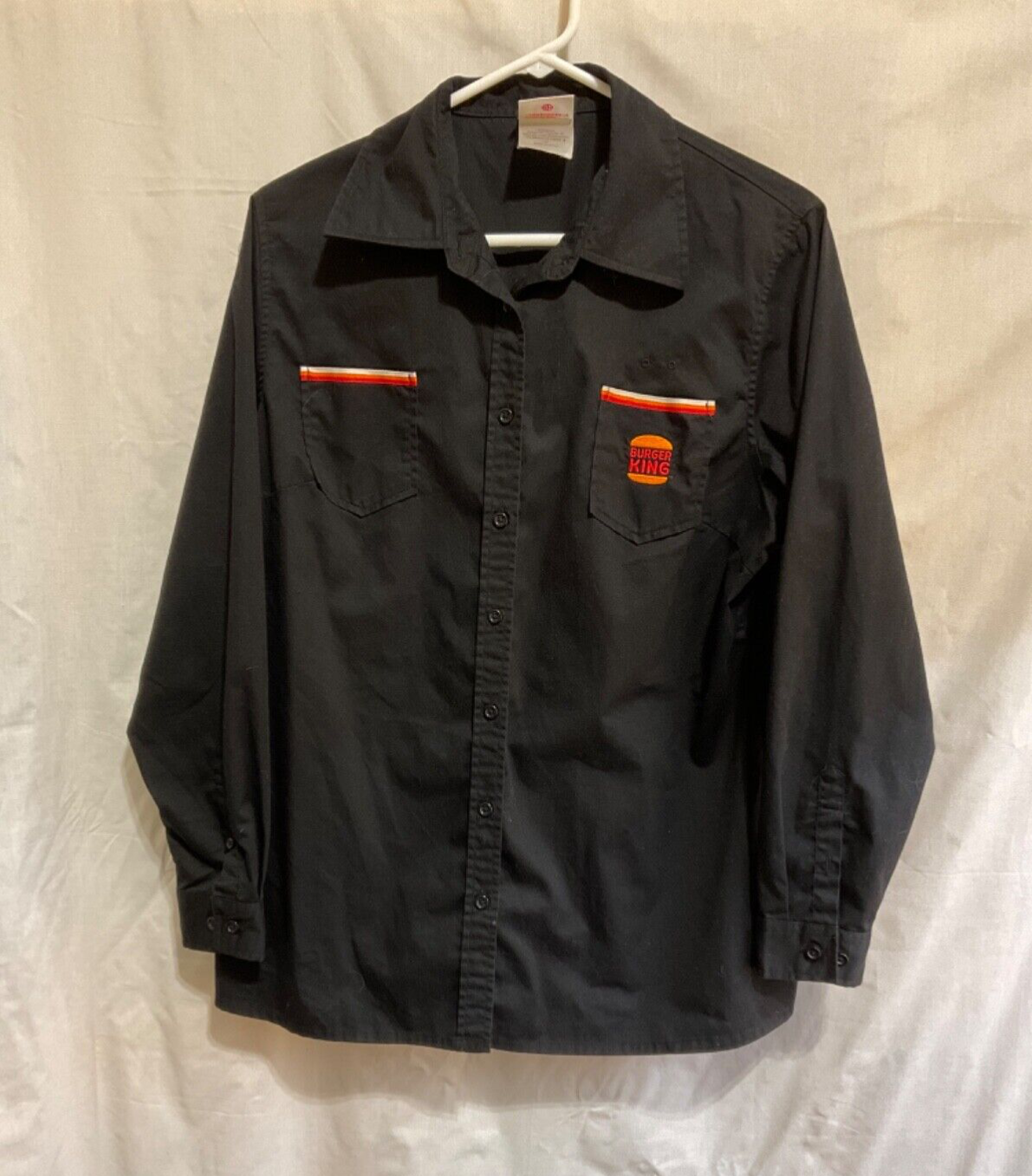 Burger King Manager Shirt Mens L Work Uniform Button Front Long Sleeve