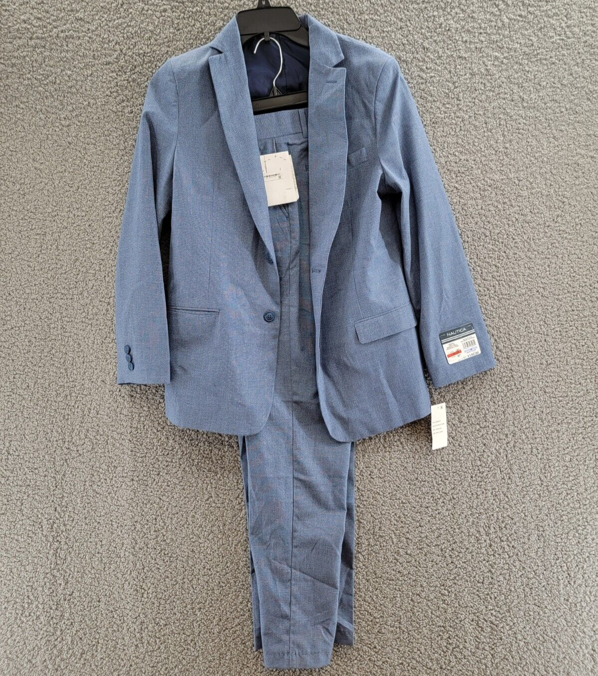 Nautica Micro-Texture 2-Piece Suit Big Boys 18/16 Dark Blue Zip Button Closure~ - Picture 2 of 22
