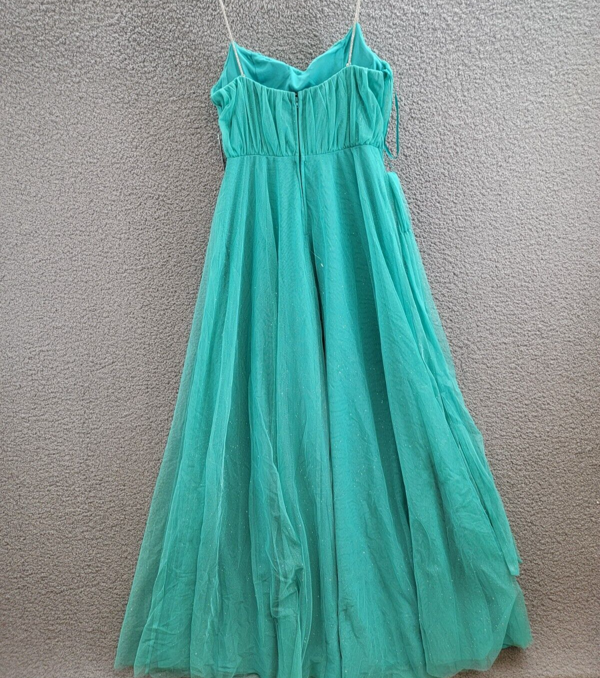 City Studio Jewel-Strap Glitter-Tulle Dress Juniors 9/10 Seafoam Belted Back Zip - Picture 10 of 16
