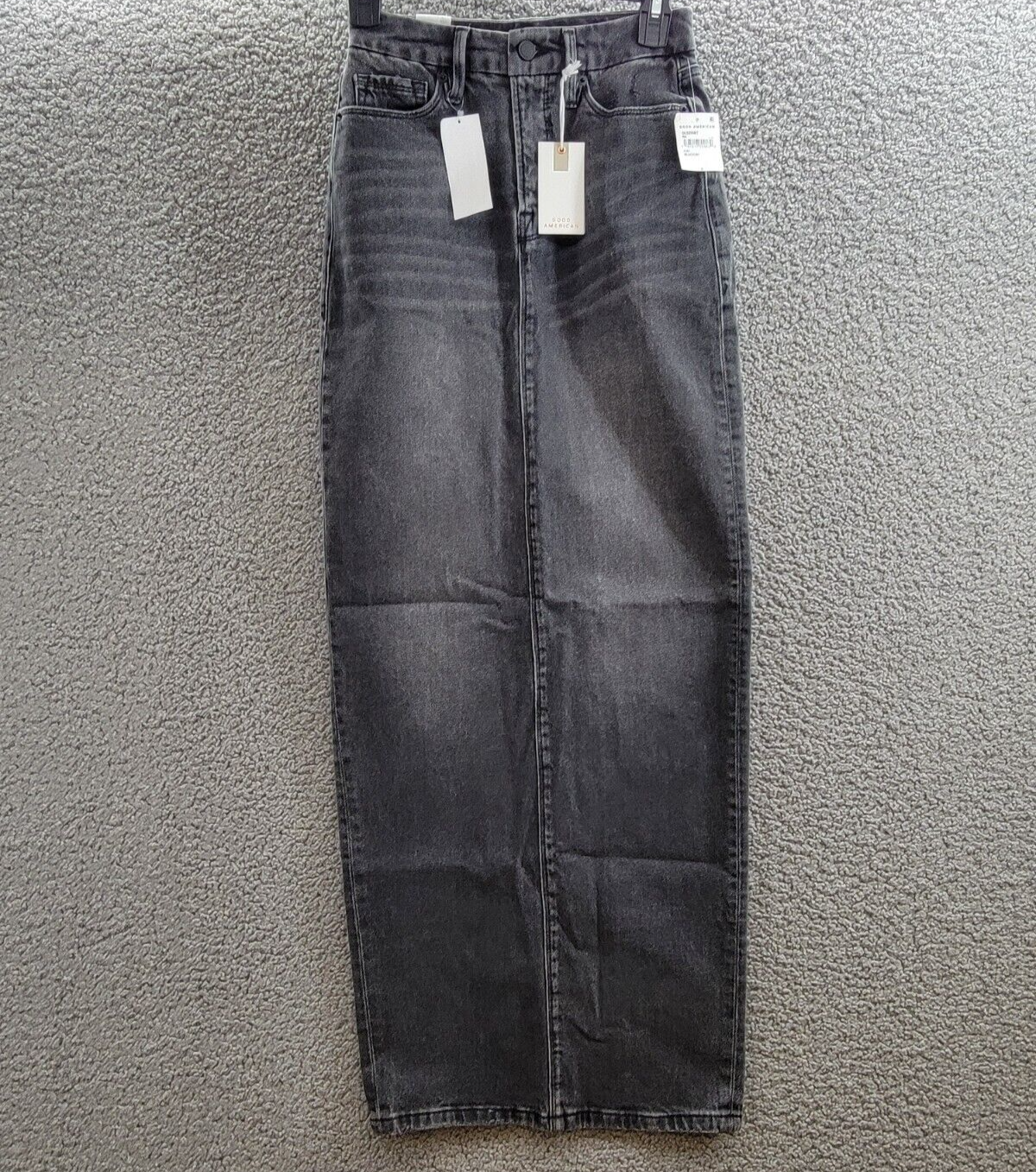 Good American Denim Tube Maxi Skirt Women's 0/25 Black Faded Button Zip Closure - Picture 2 of 16